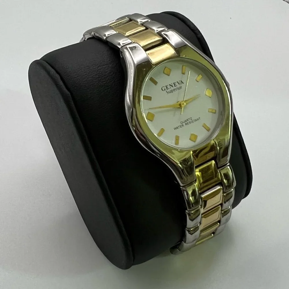GENEVA Superior Vintage Watch Working Silver Gold White Working